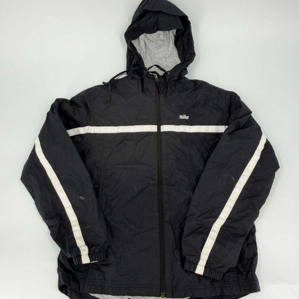 Nike Windbreaker Jacket Striped 90s Vintage Womens Size Petite P Black White